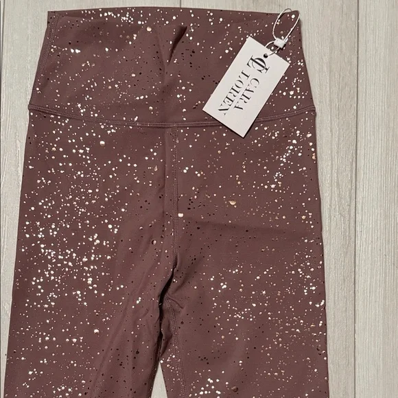 Cara Loren Active Mauve Gold Speckled High-Waisted Leggings Size S - Picture 7 of 9